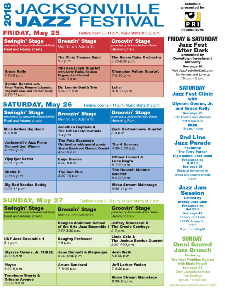 Jacksonville Jazz Festival schedule and map Jax Examiner