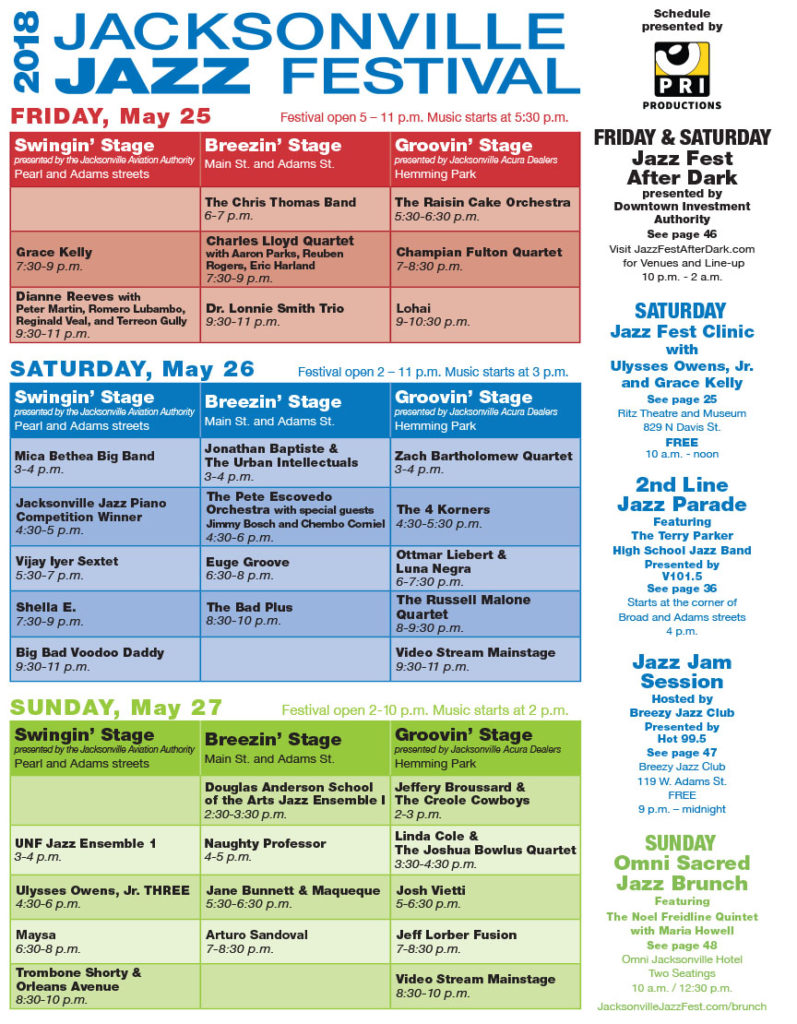 Jacksonville Jazz Festival schedule and map | Jax Examiner